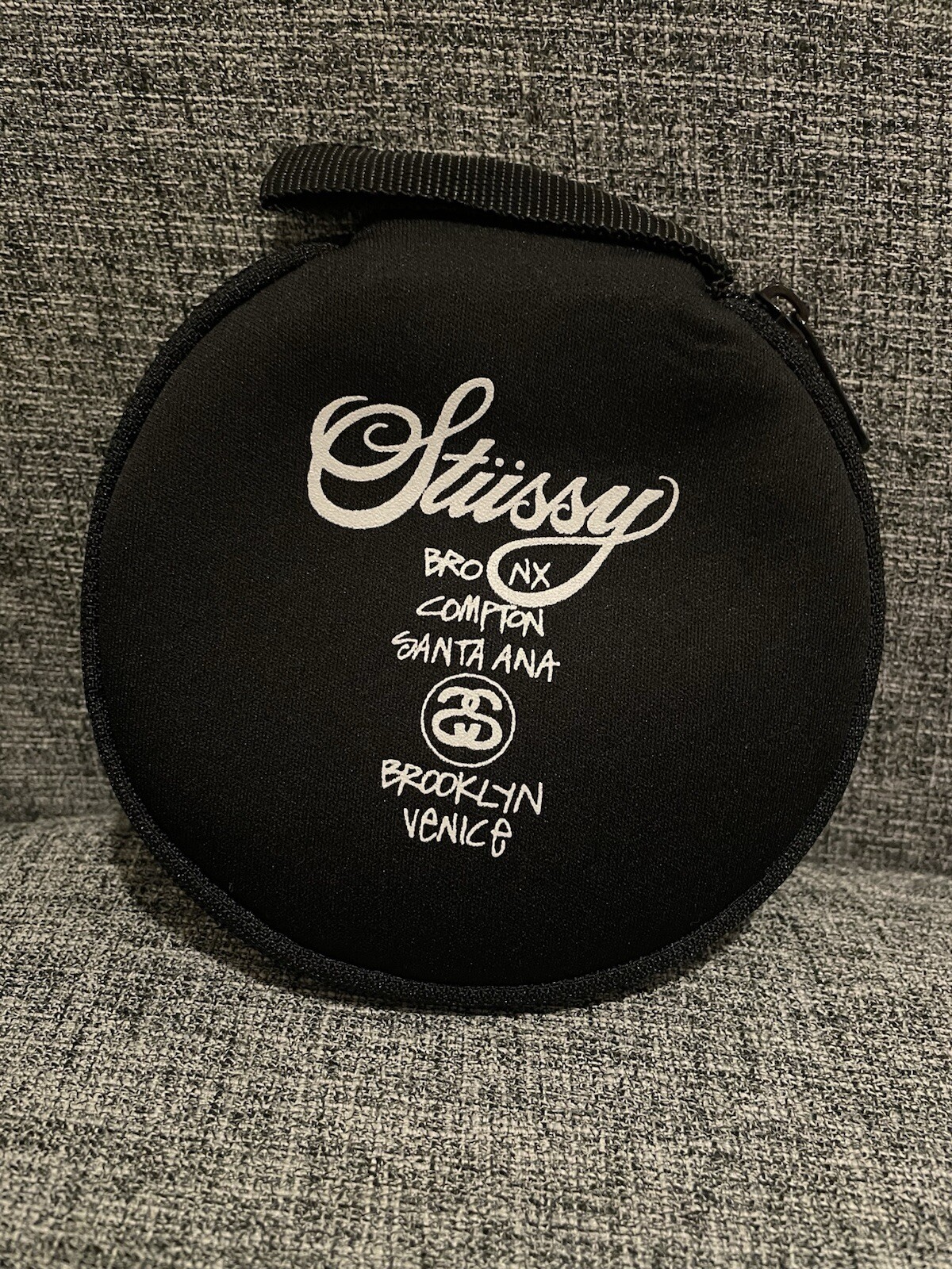 STUSSY Logo Black Round Case pouch Novelty Japan Limited rare