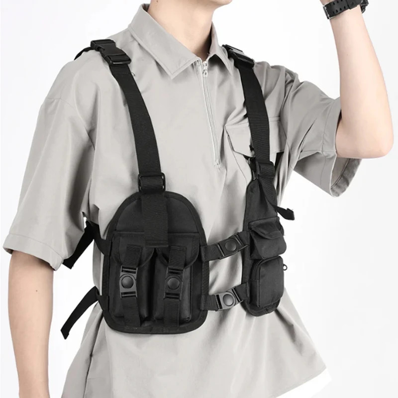 Functional Tactical Chest Bag Exercise Travel Vest Pack Oxford Cloth Vest Storag