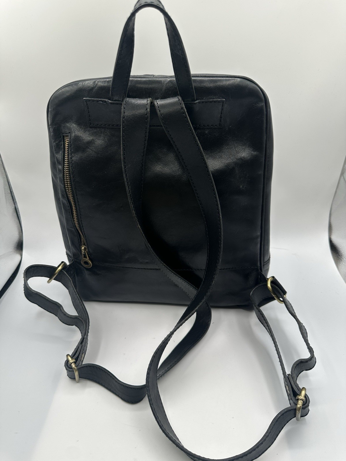Unbranded Unisex Black Genuine Leather Backpack Made In Italy