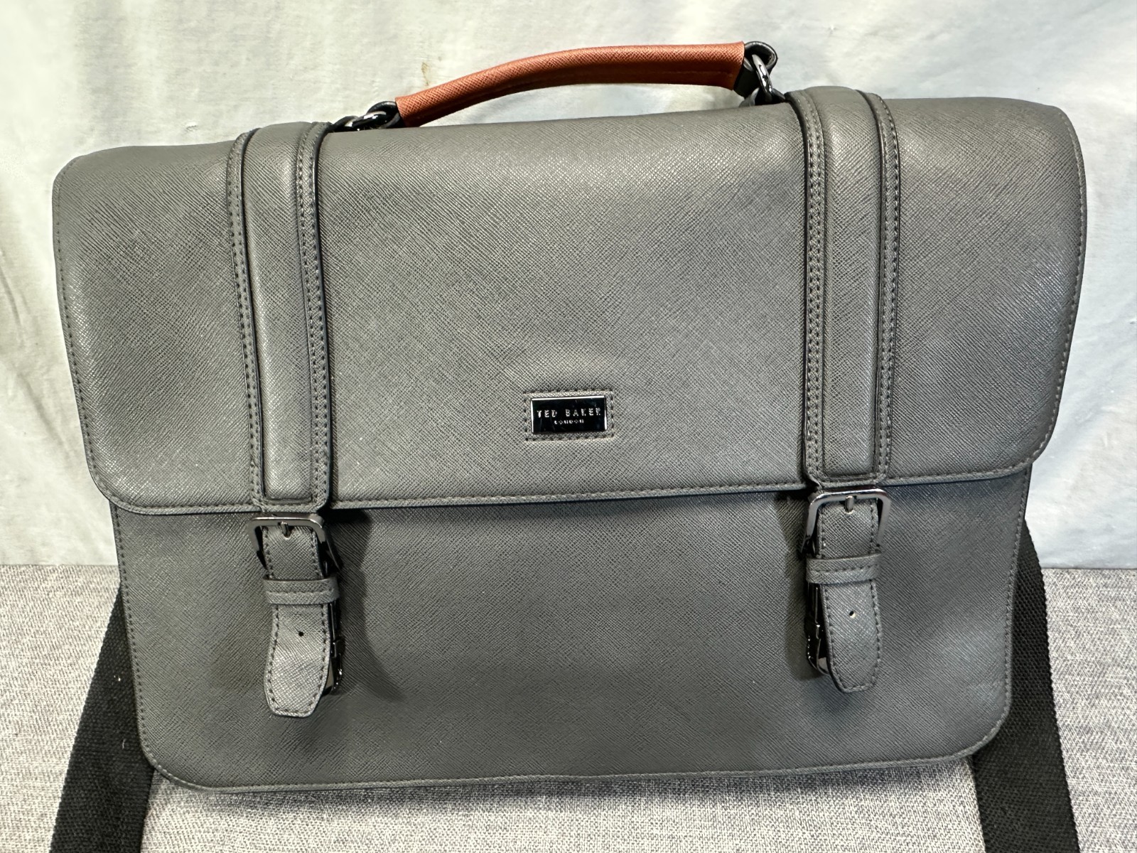 Ted Baker Men’s Machu Crossgrain Satchel Bag – Charcoal NICE!