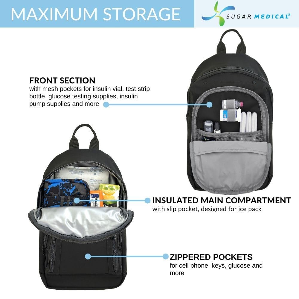 Insulated Diabetes Sling Backpack | Diabetic Travel Supplies & Care Products