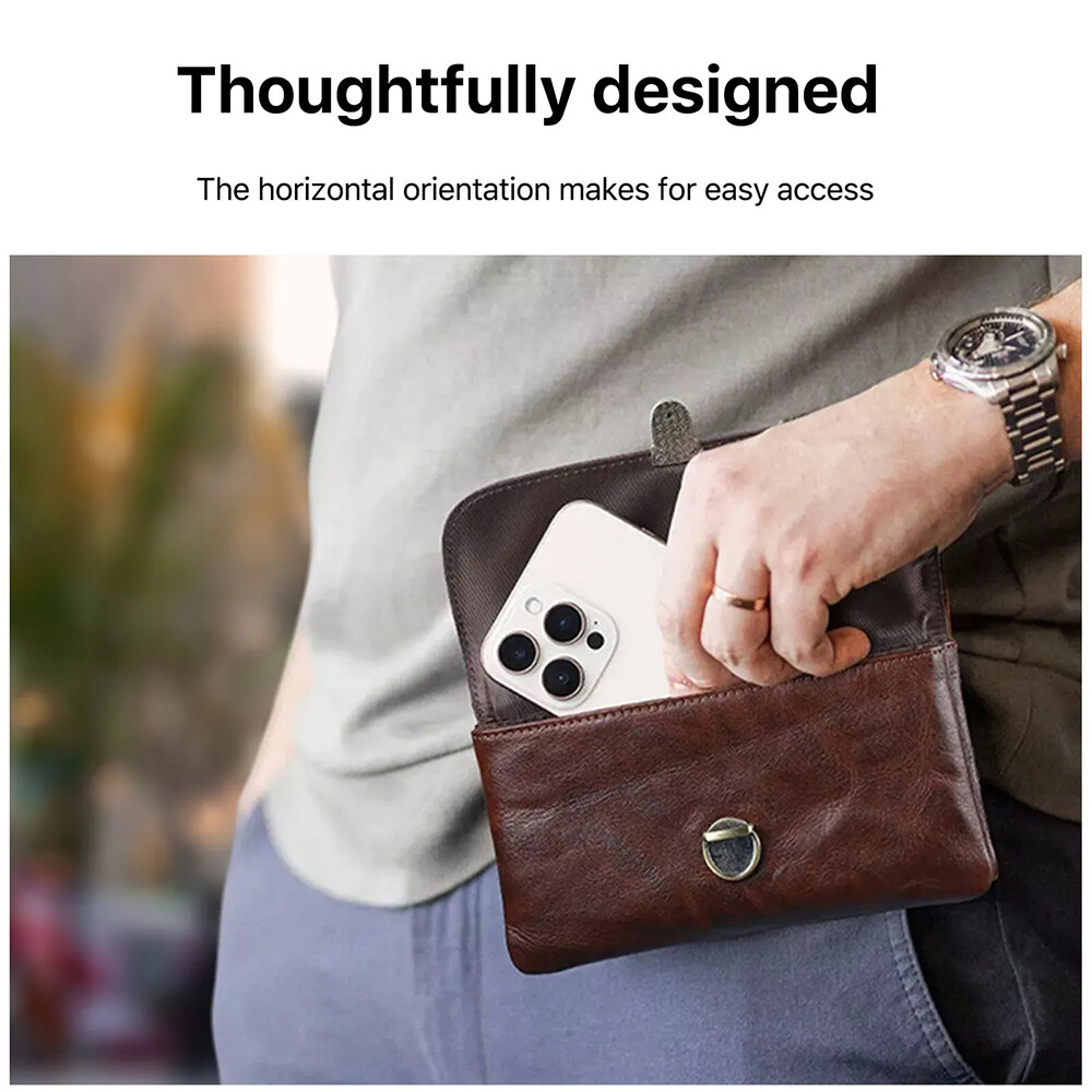 Genuine Leather Cell Phone Holster Waist Belt Bag Pack Loop Wallet Pouch Case