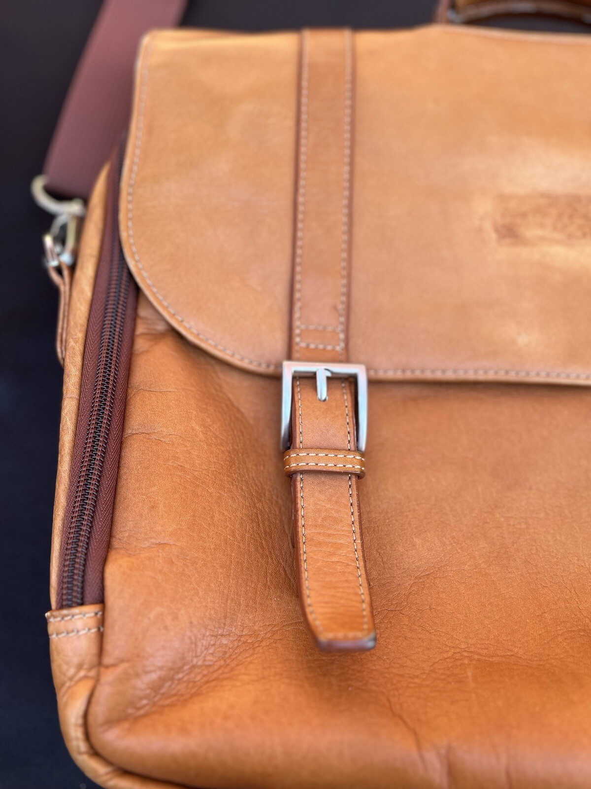 Laptop Bag WILSON’S LEATHER Brown Supple Buttery Briefcase Adj. Strap 16″x 15.5″