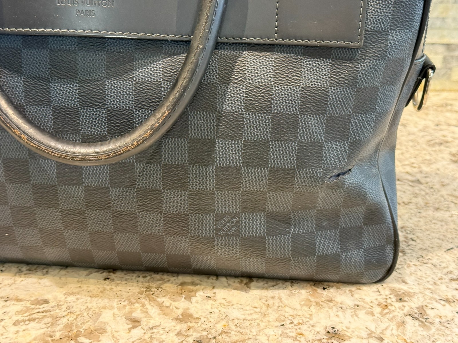 Louis Vuitton Damier Graphite Porte Documents Business Black and Blue Bag Spain