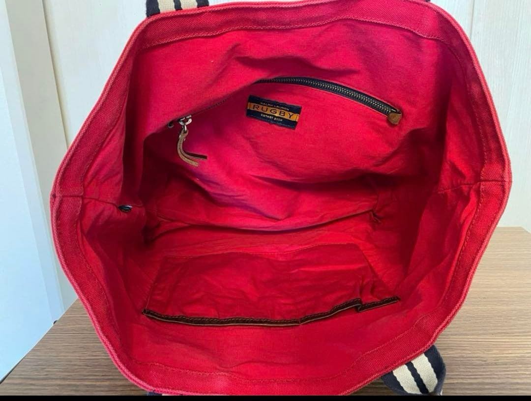 [Rare] Rugby Ralph Lauren Tote Bag Canvas Leather Skull Shoulder Bag