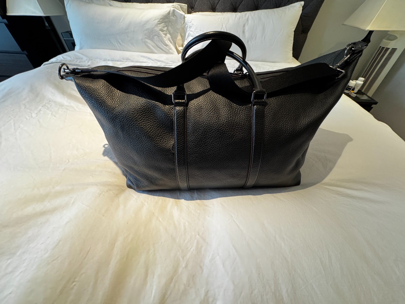 Coach Trekker 52 Black Pebbled Leather Duffle Weekender Bag F78129