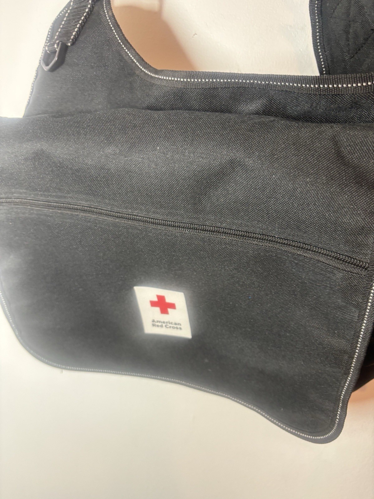 American Red Cross Messenger Bag Black. Multiple Pockets