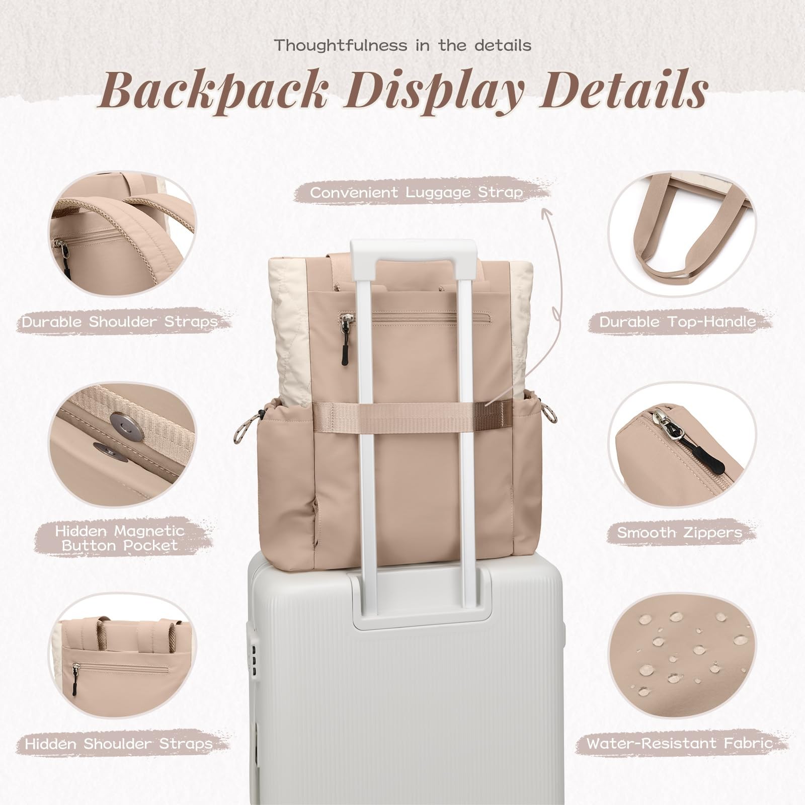 3-in-1 Laptop Tote Backpack for 15.6″ Quilted Work Gym Bag with Yoga Mat Carr…