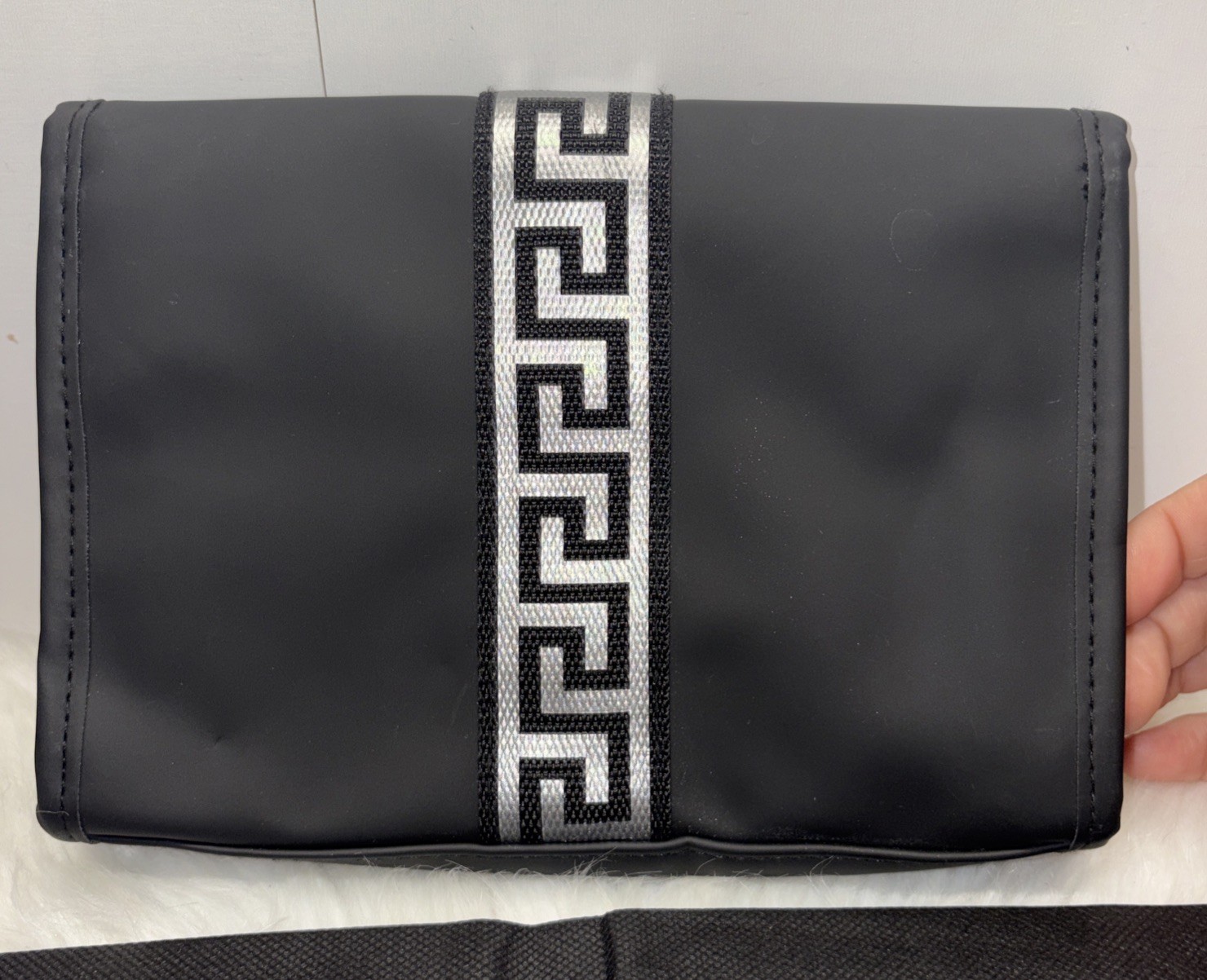VERSACE Men’s Bag Pouch Cologne Fragrance Black Silver Institutional Travel
