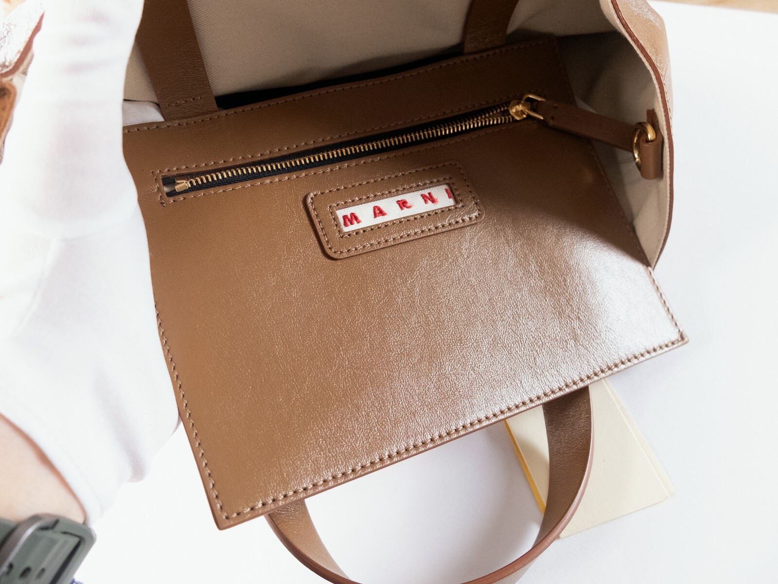 (NO CUSTOMS TAX) MARNI Museo Small brown shearling & soft leather shoulder bag
