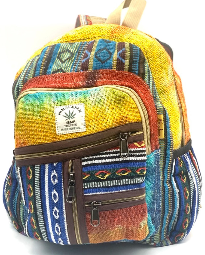 Himalayan Hemp Mini Backpack, Fair Trade Festival Bag, Boho Travel Pack