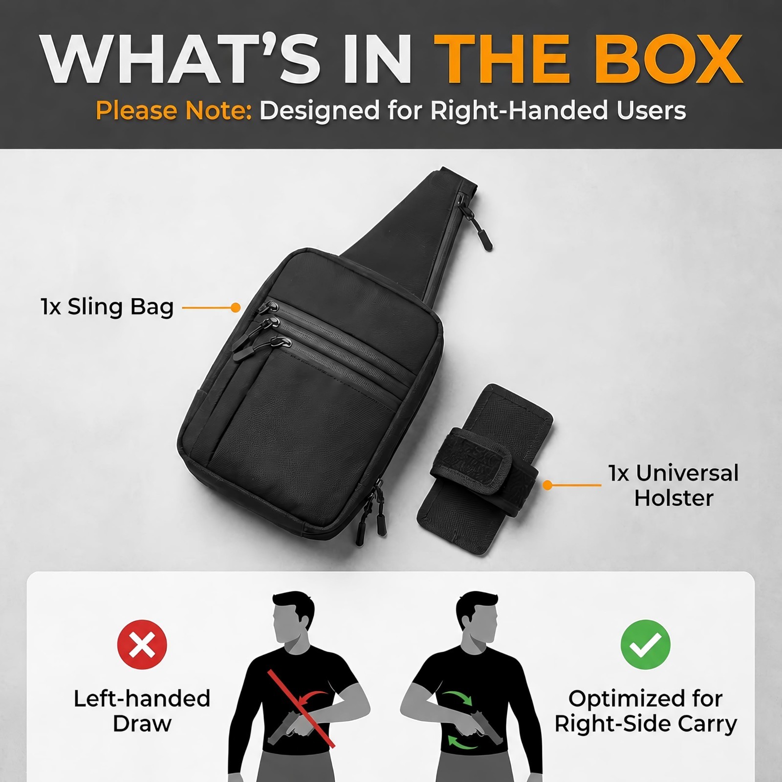 Sling Carry Bag for Men – Quick Access Pull Tab, 4 Accessory Slots, Waterproof Z
