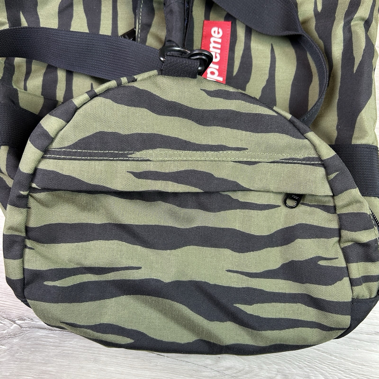 SUPREME S/S 2011 OLIVE ZEBRA DUFFLE BAG Box Logo Backpack Pouch Green Camo Print