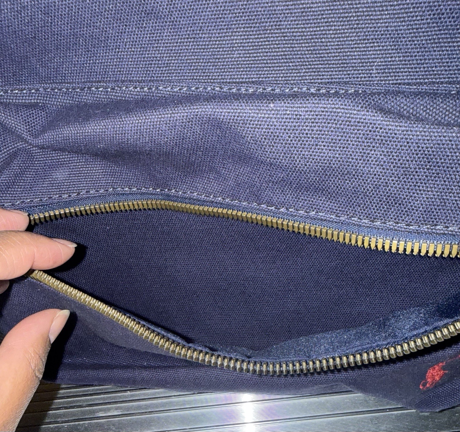 Polo Ralph Lauren Navy Backpack American Flag Patch Zip Pockets Adjustable