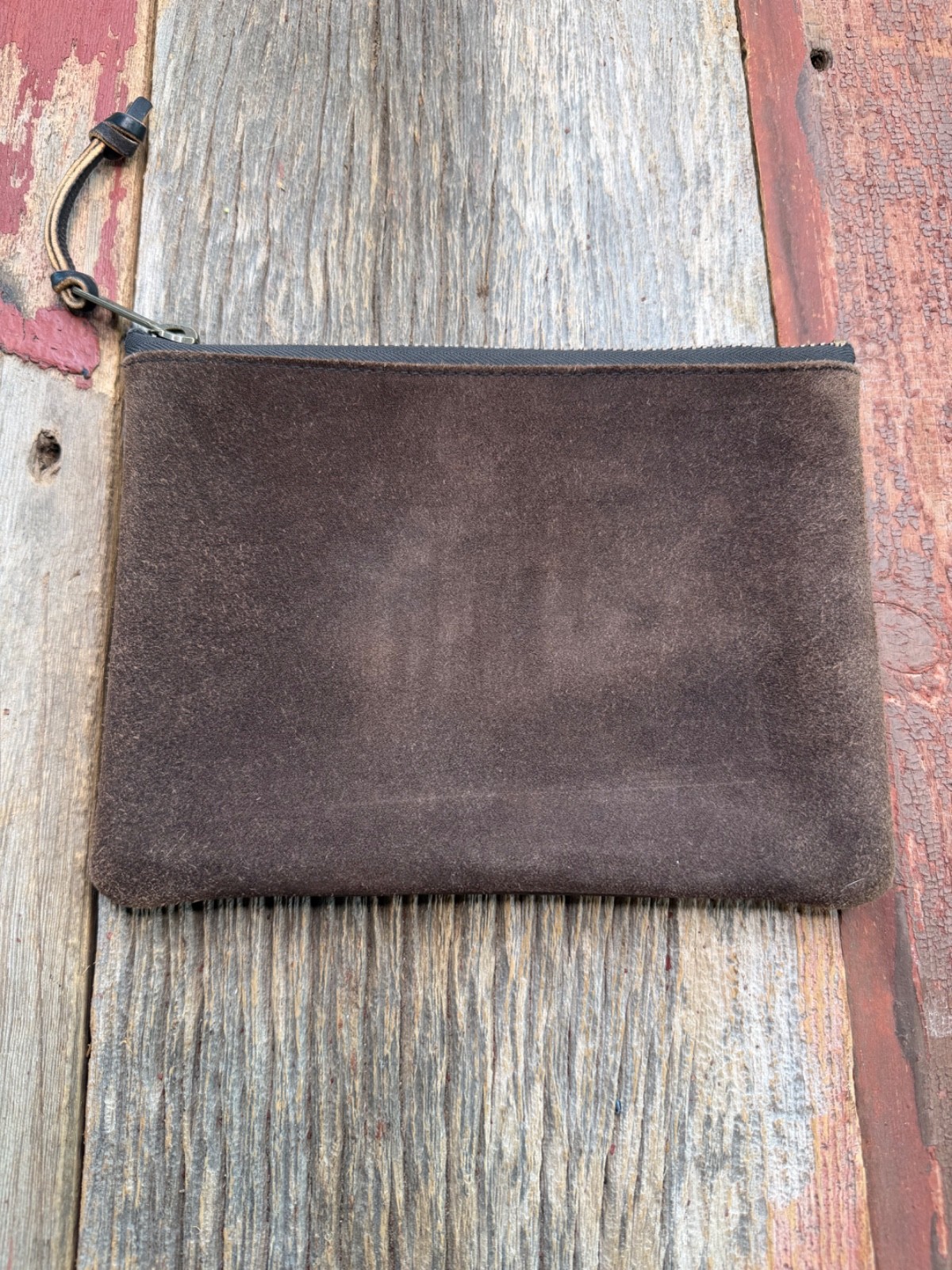 Filson Medium Leather and Suede back Pouch | Moss | USA | Rare 9 3/4 by 7 1/2