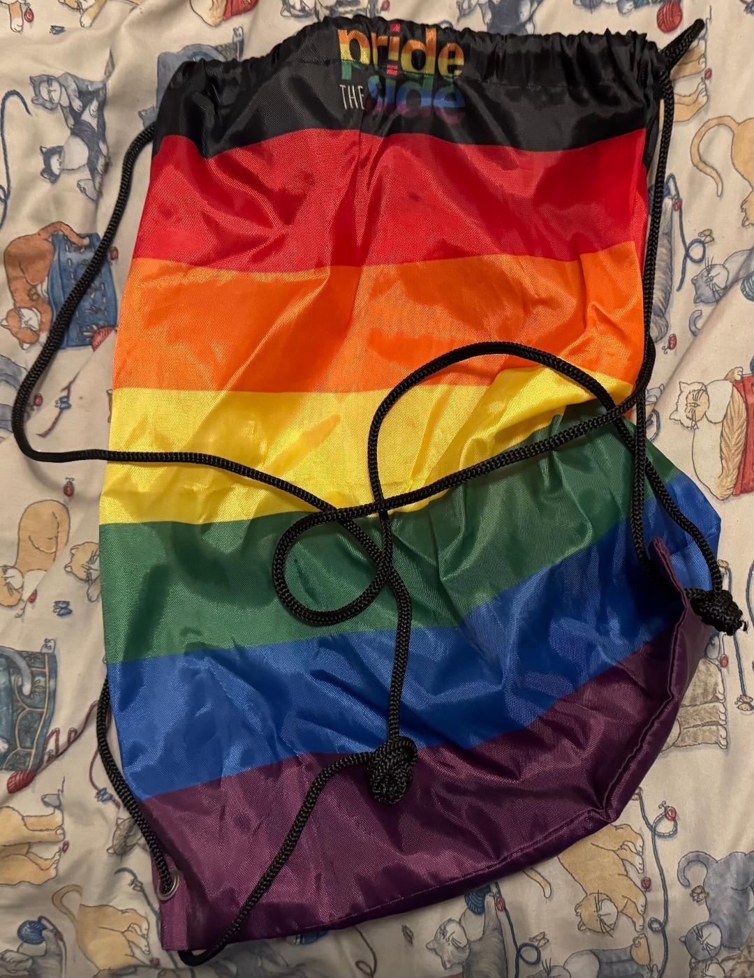 Rainbow Pride Drawstring Bag Backpack Sackpack Pride On The Inside LGBTQ Gym
