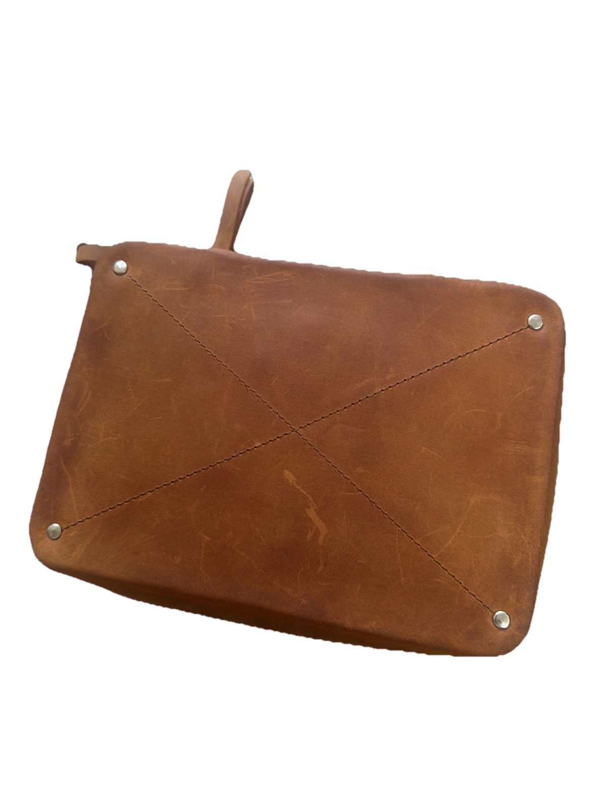 Hidemont Tech Organizer Full-Grain Leather Brown Zip Pouch Carry Case MSRP$75