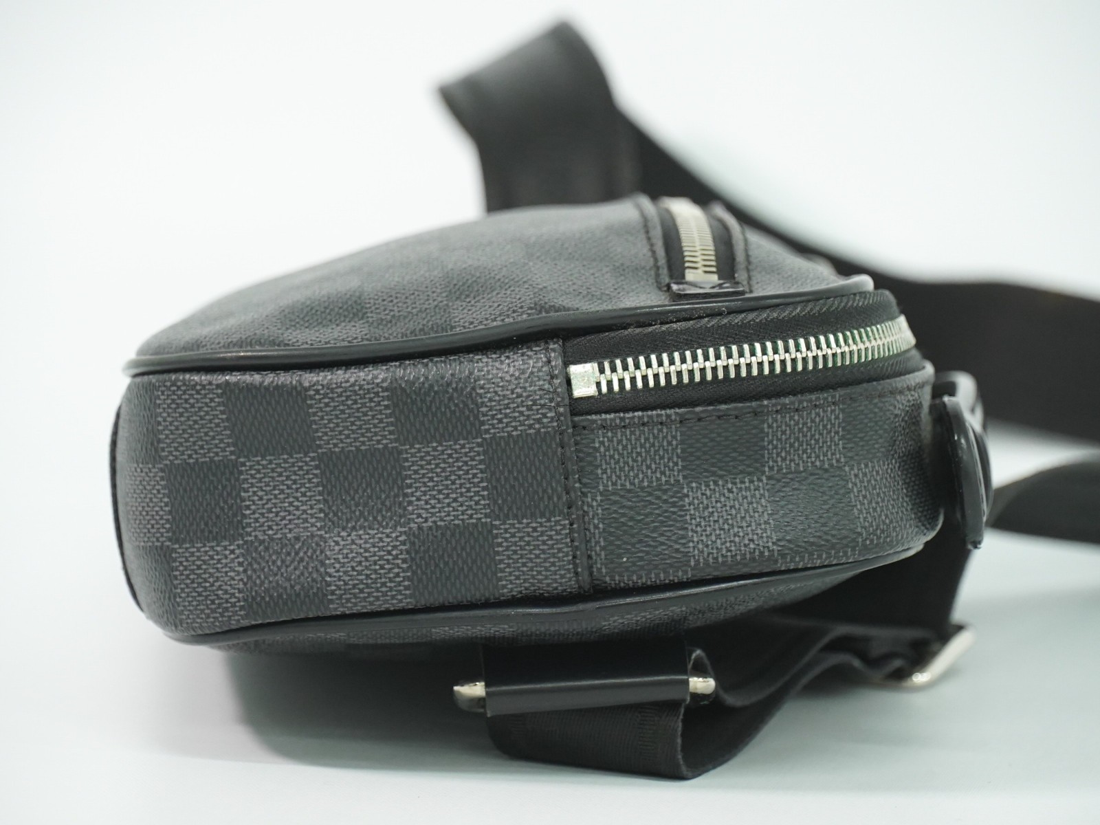 Louis Vuitton Ambler N41289 Damier Graphite Canvas Belt Body Bag Black Gray