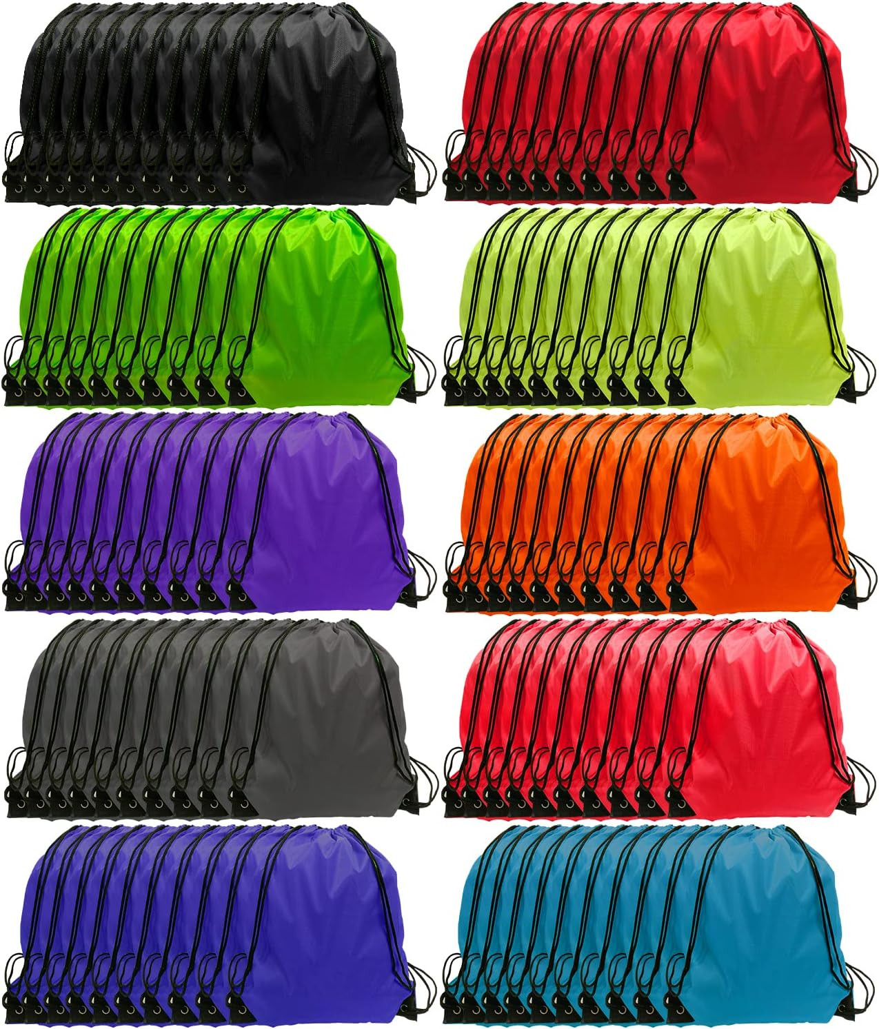 Drawstring Backpack Bulk, 100 Pcs Draw String Bags Cinch Bag Drawstring Gym Bag
