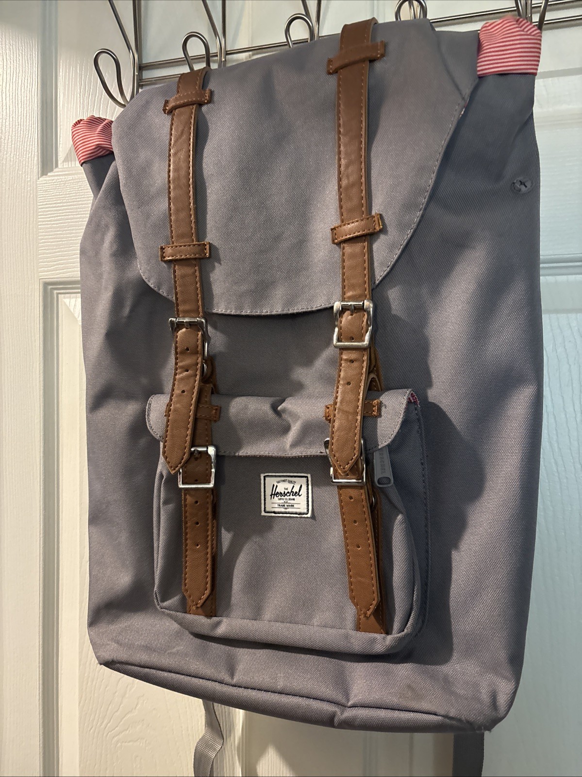 HERSCHEL Supply Co. BACKPACK Little America Gray Flap Top Drawstring 18 X 14