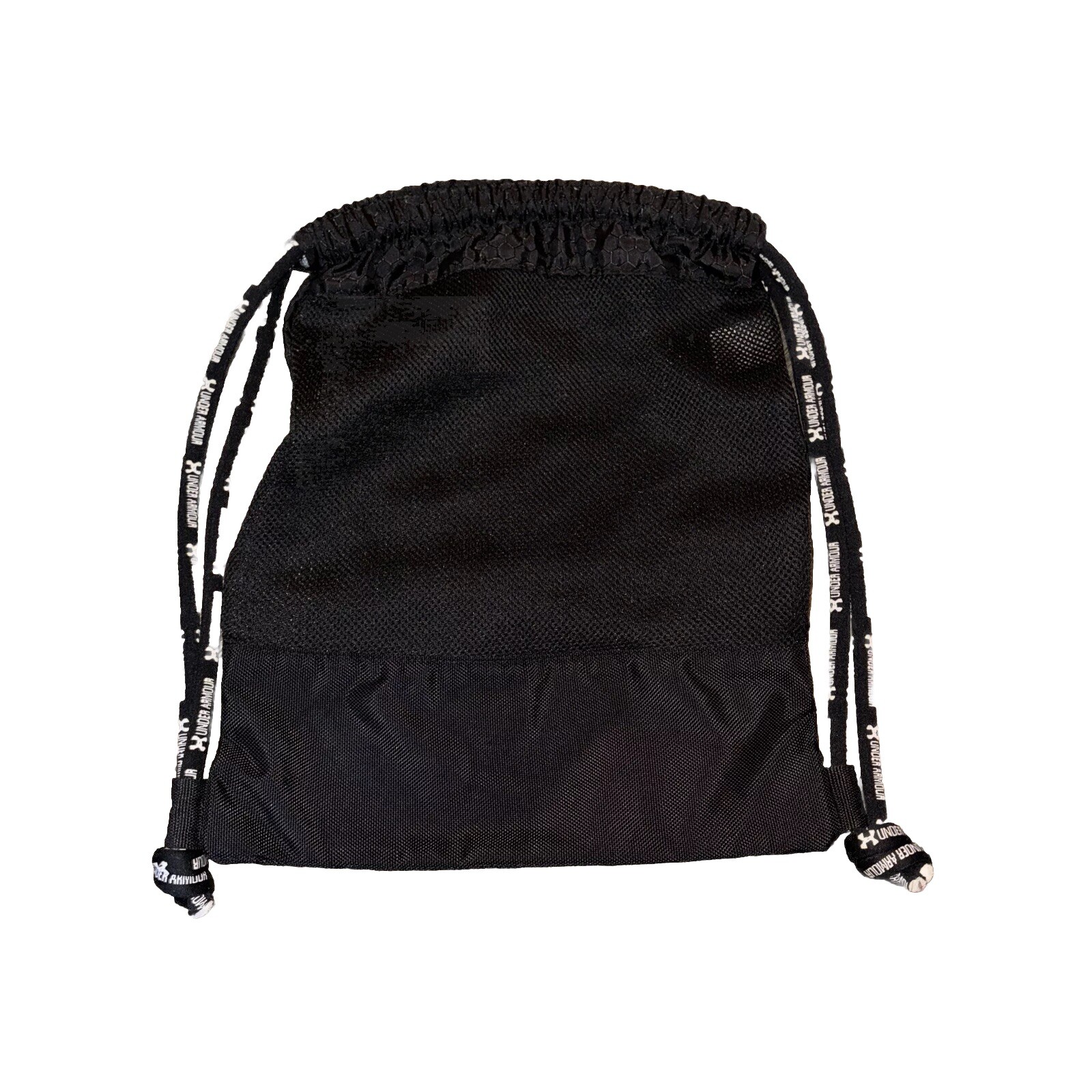 Under Armour Drawstring Backpack Plattsburgh State College Black UA Logo Pocket