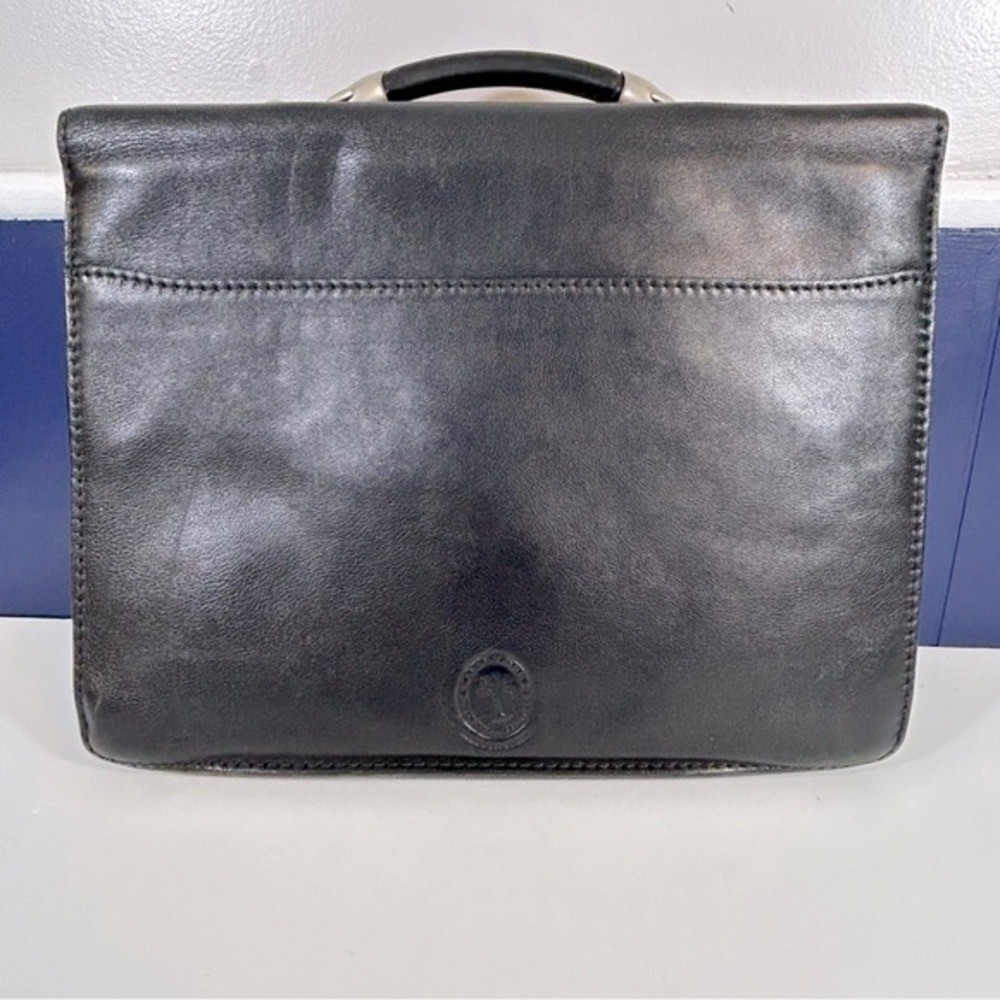 Levenger Black Full Grain Leather Shoulder Messenger Bag Briefcase From Spain