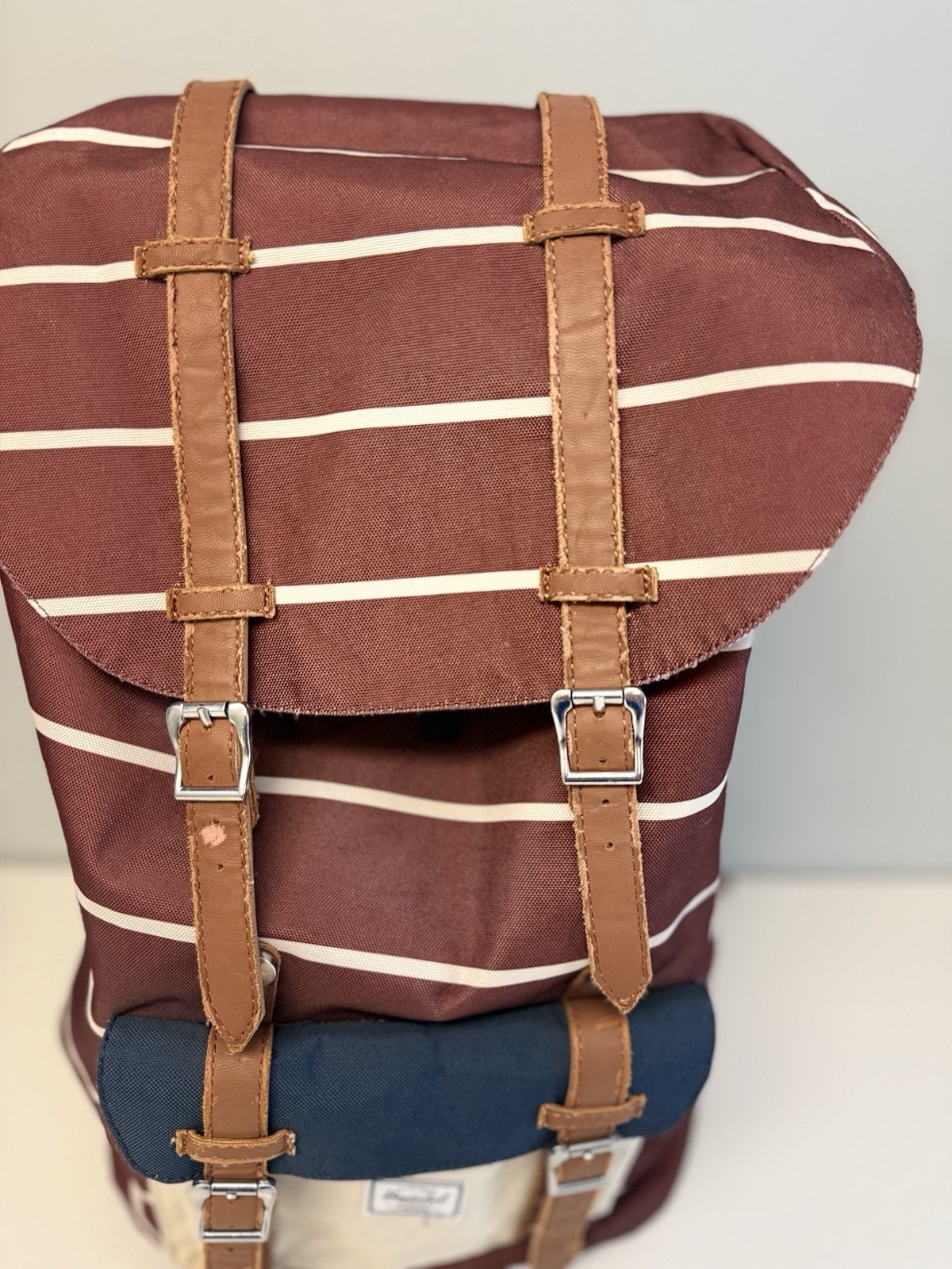 Herschel Supply Co. Little America Backpack Maroon Striped Colorblock 19″ Large