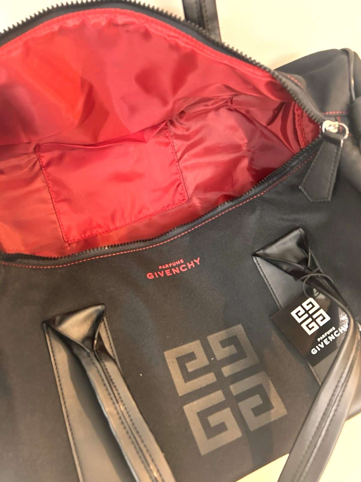Givenchy Perfume Play sport promotion Gym duffel bag black Fabric interior red