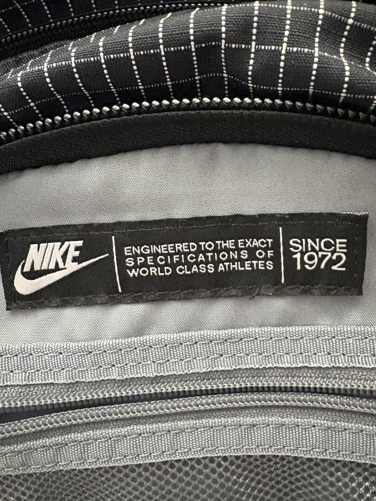 Nike Authentic Black And White Pattern Zip Backpack