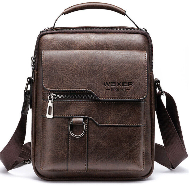 Men’s Business pu Leather Shoulder/Messenger Bag 8″ Handbag Outdoor Sport Bag B