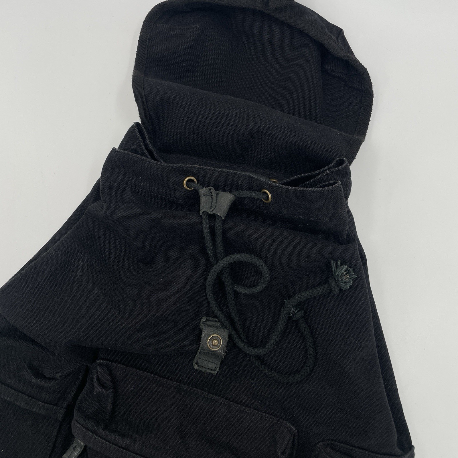 Gootium Black Thick Canvas Rucksack Backpack – Drawstring / Buckle Closure