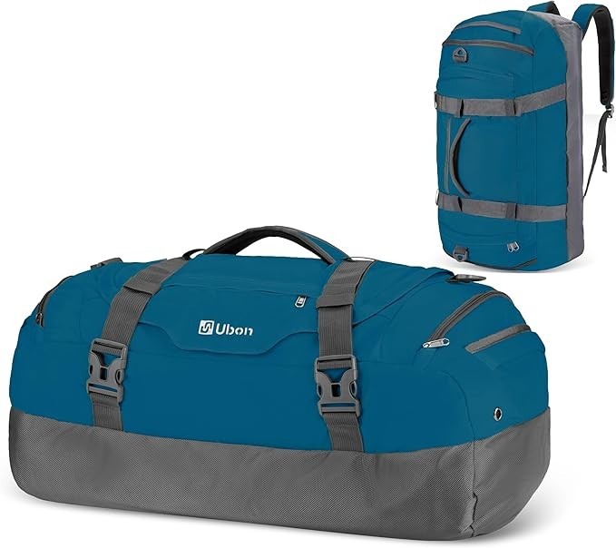 Ubon 55L Large Duffel Bag 4-Way Weekender Backpack W/ Shoe Compartment