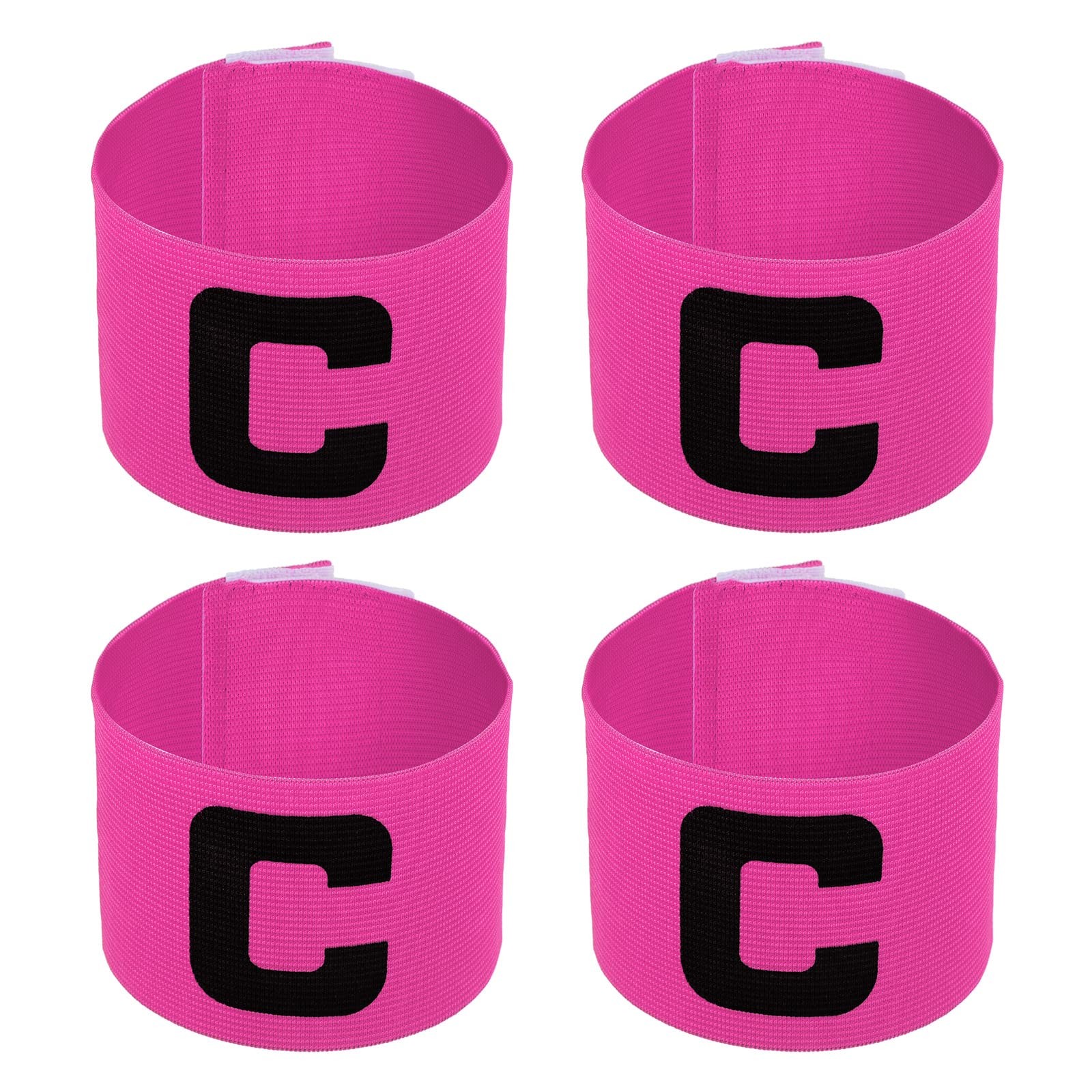 4Pcs 11.8″x2.8″ Soccer Captain Armband Nylon Elastic Protective Badge Pink