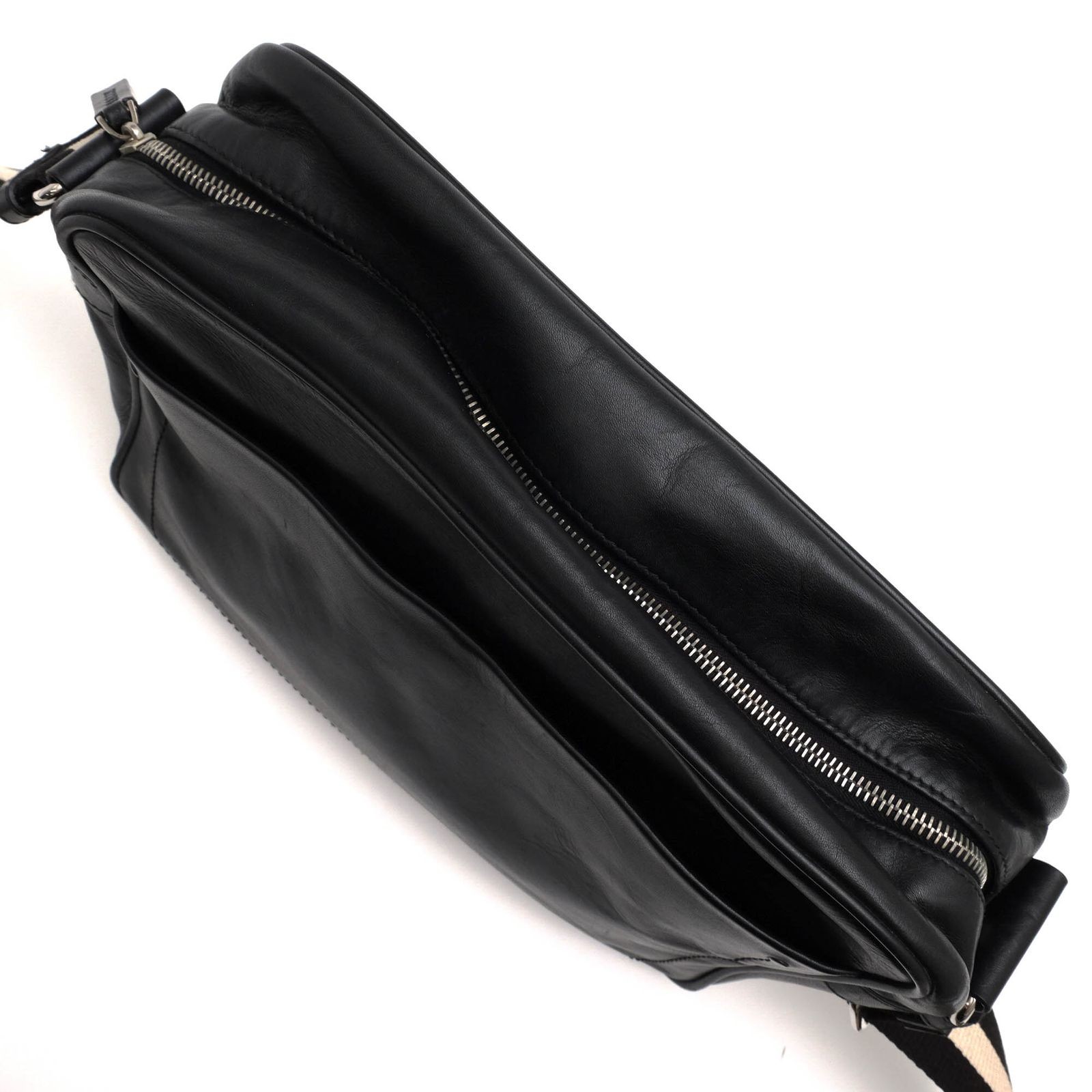 BALLY bag shoulder bag genuine leather black TRAFOI stripe messenger bag 31×22cm