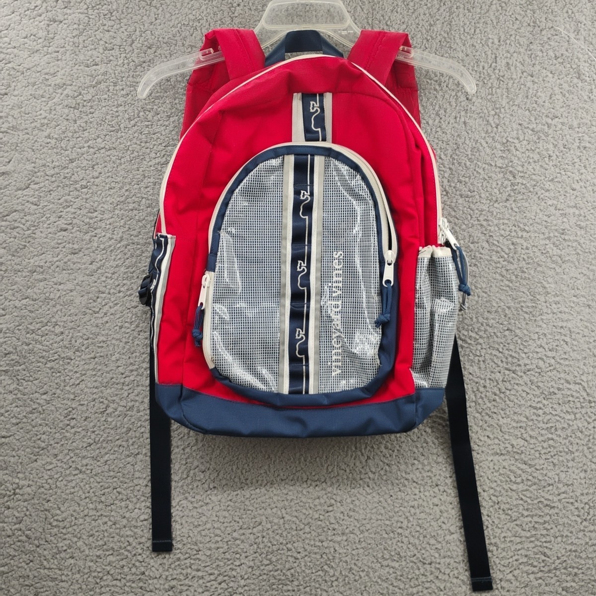 Vineyard Vines Backpack Strap Book Bag Zip Up Red Blue