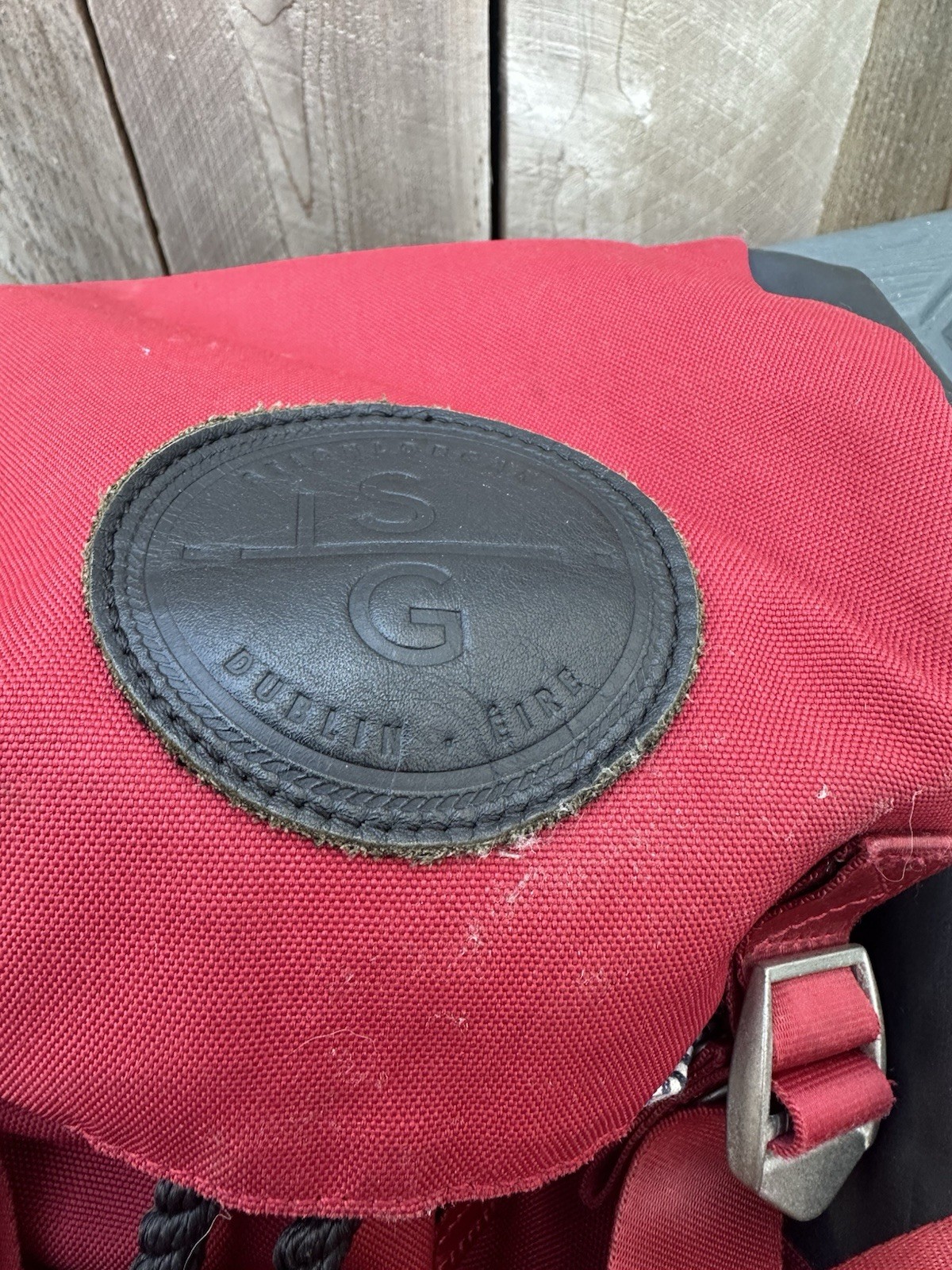 STIGHLORGAN Red Canvas Backpack Medium Size EXCELLENT **missing 1 Button**