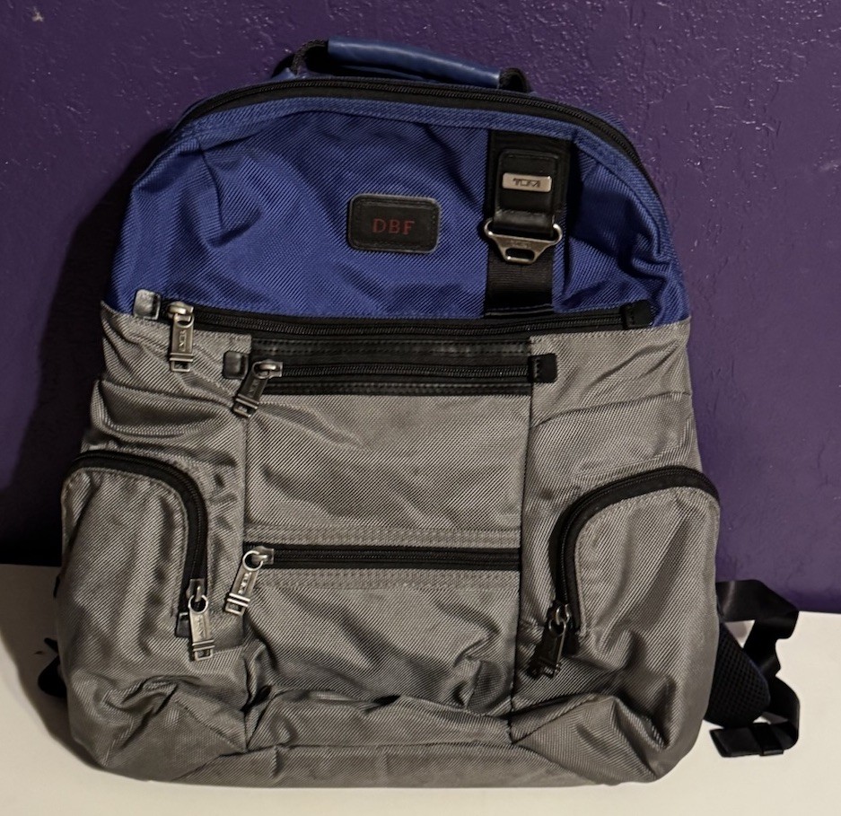 Tumi Alpha Bravo Blue Ballistic Nylon Laptop Travel Backpack Carry On Bag Rare
