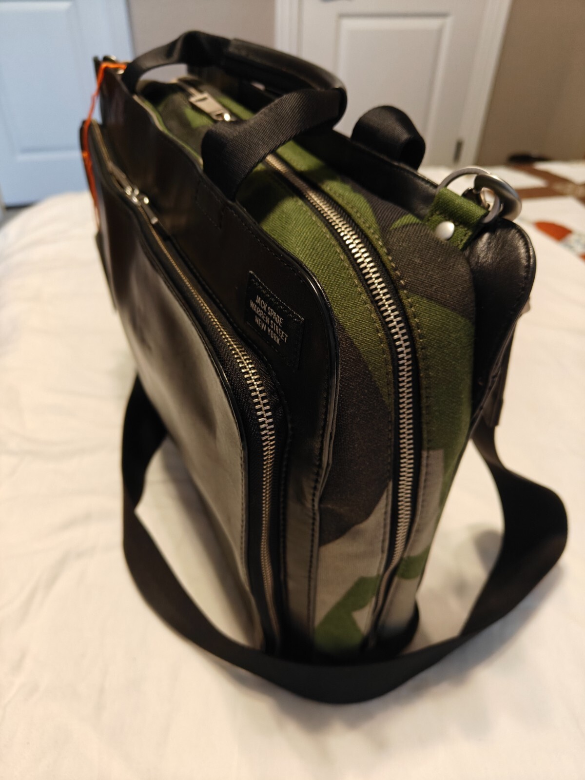 $495.00 Jack Spade Camo & Leather Split Brief Briefcase – Gently Used