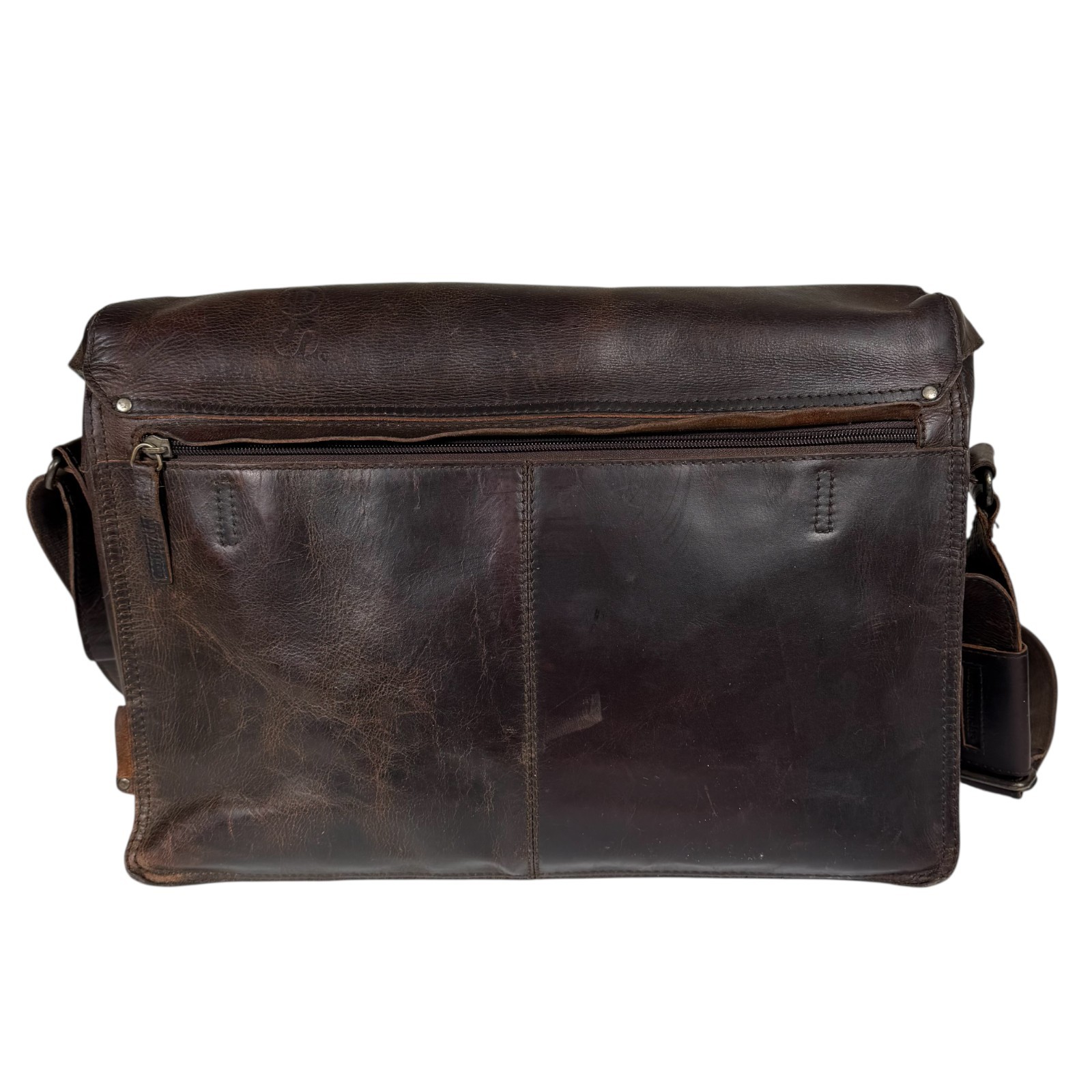 VTG Aunts and Uncles Dark Brown Workaholic Humus Leather Messenger Crossbody Bag