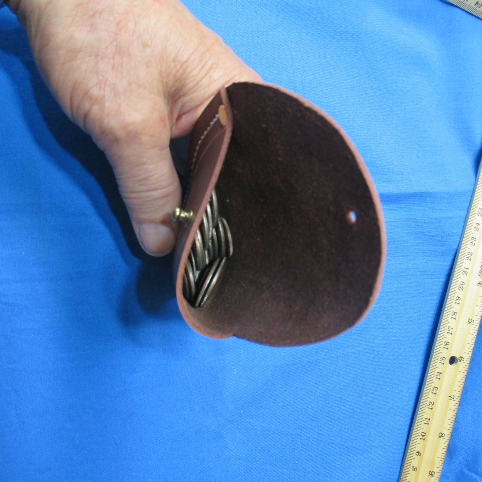 Leather Coin Pouch Holster Shaped, Carry in Pocket Glove Box or Armrest Console.