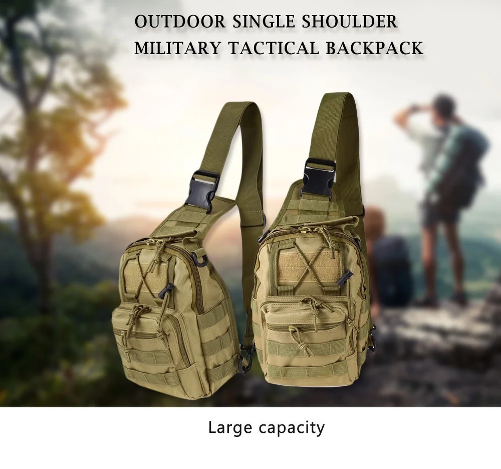Mens Backpack Tactical Sling Shoulder Bag Molle Travel Chest Pack Outdoor Hiking