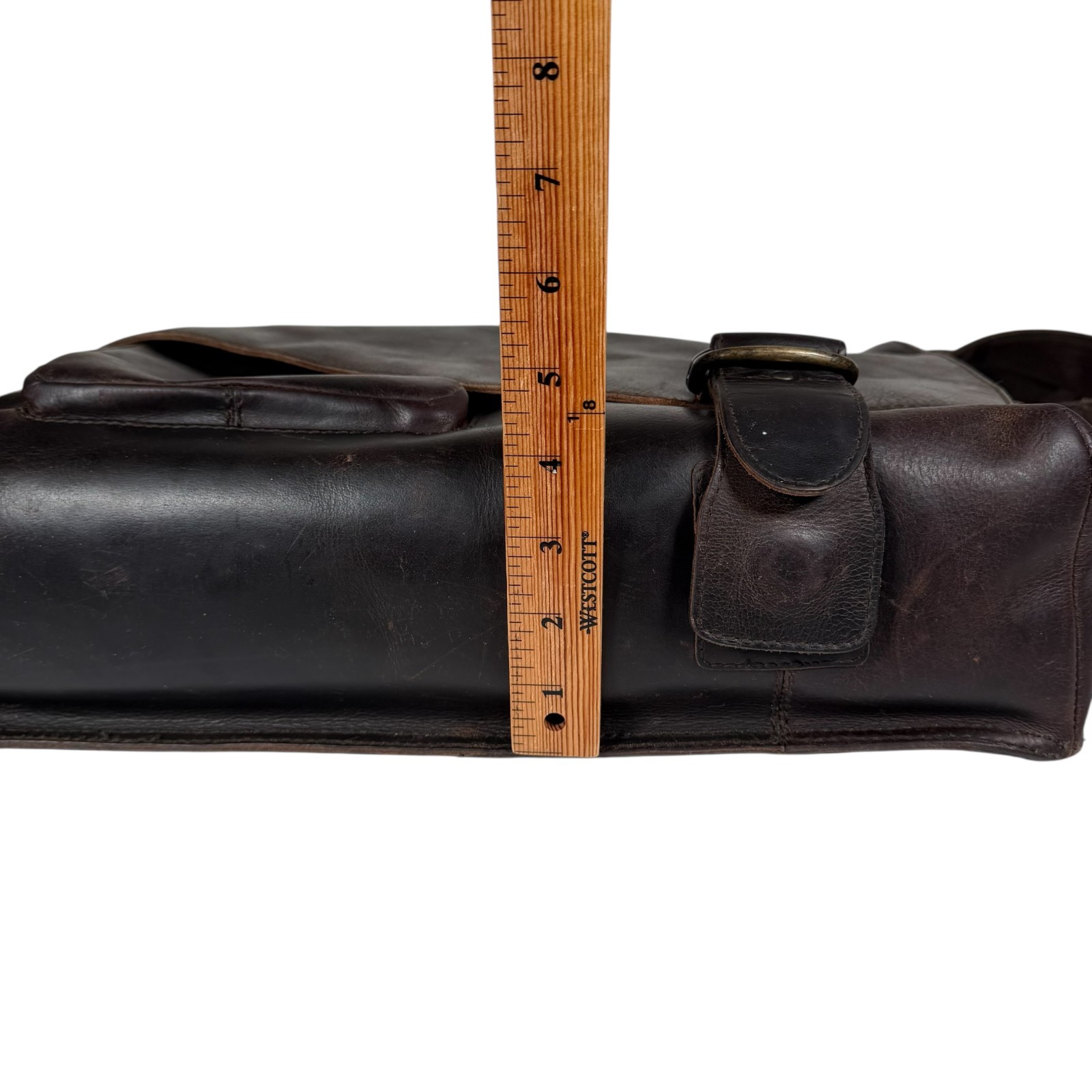 VTG Aunts and Uncles Dark Brown Workaholic Humus Leather Messenger Crossbody Bag