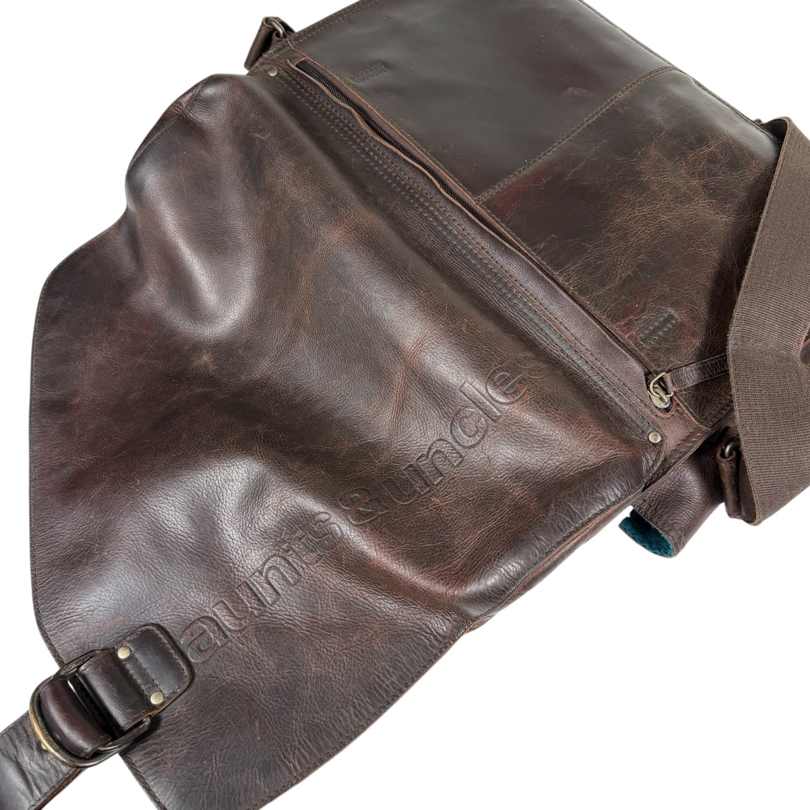 VTG Aunts and Uncles Dark Brown Workaholic Humus Leather Messenger Crossbody Bag