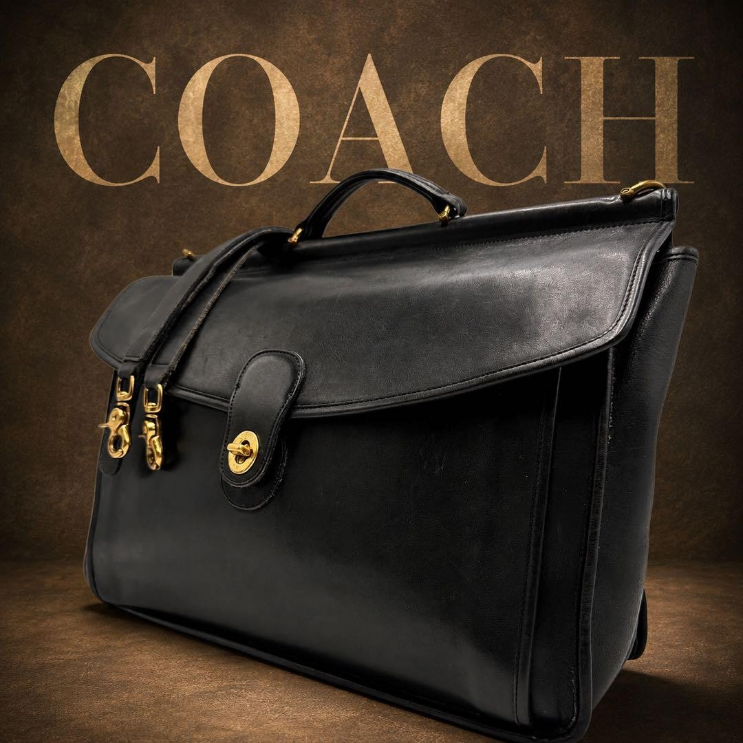 COACH Vintage Metropolitan Brief Bag Leather Men Unisex Black AB Condition