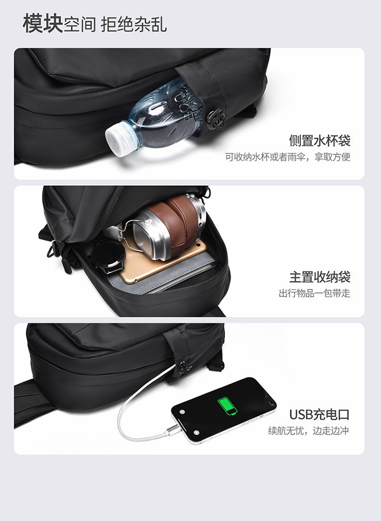 Men Sling Chest Bag Multi Pocket Adjustable Strap CrossbodyFanny Pack Black Gray