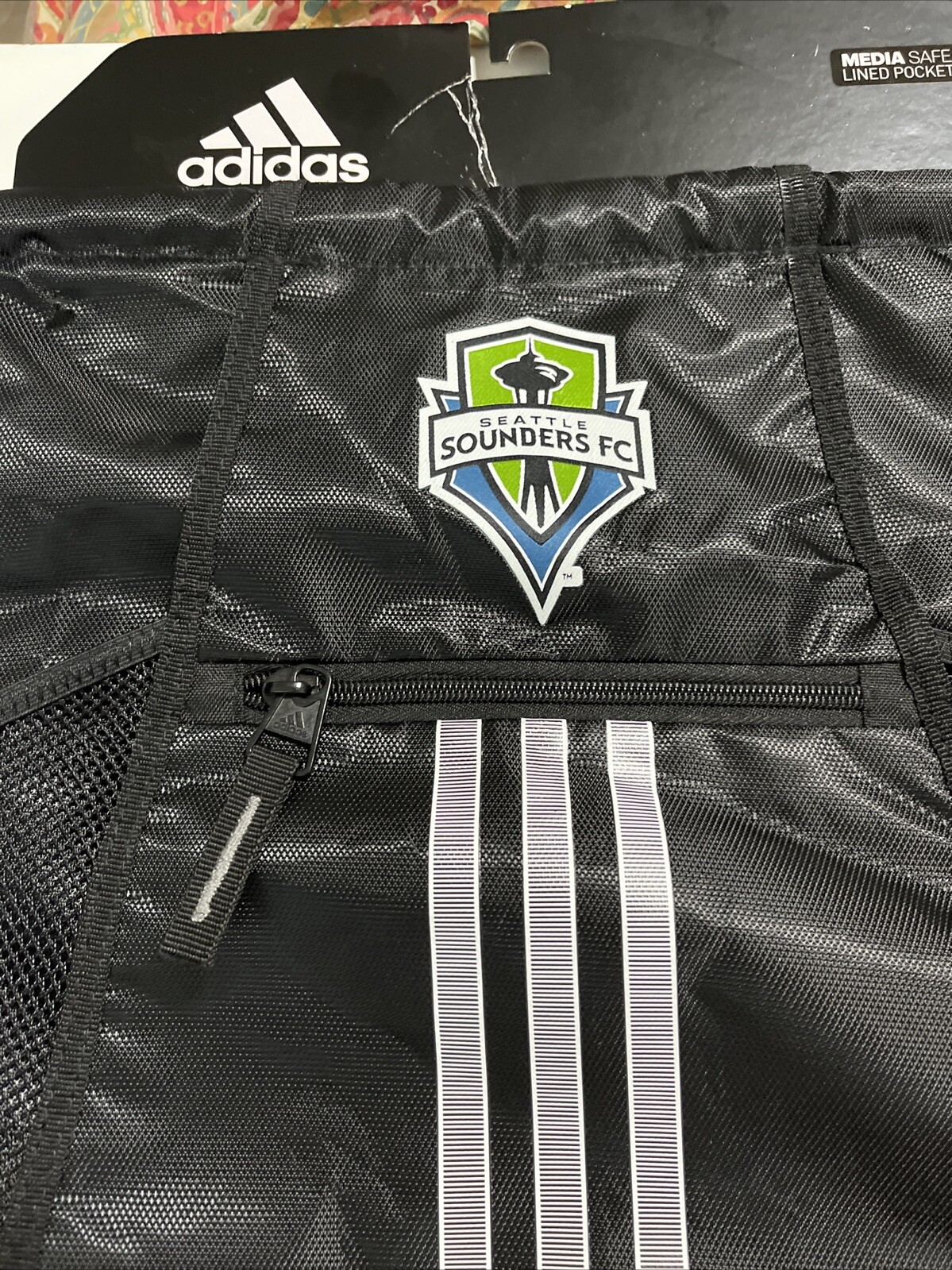 NEW adidas Alliance II 2 Black/White Unisex Drawstring Sackpack Gym Bag Sounders
