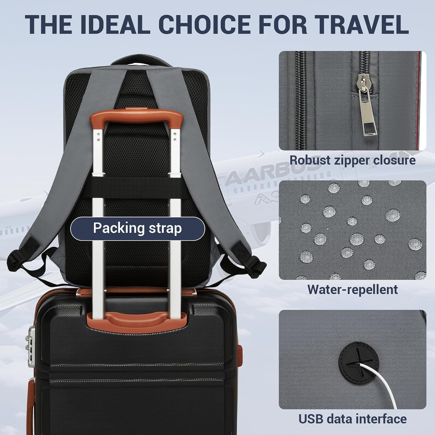 20L Casual Daypack, 40×20×25 cm, Airline Approved, 15.6″ waterproof Laptop Backp