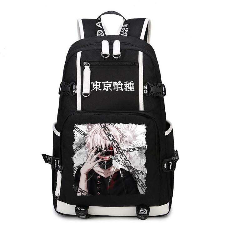 Anime Tokyo Ghoul Cosplay USB Charging Port Backpack School Bookbag Travel Bag