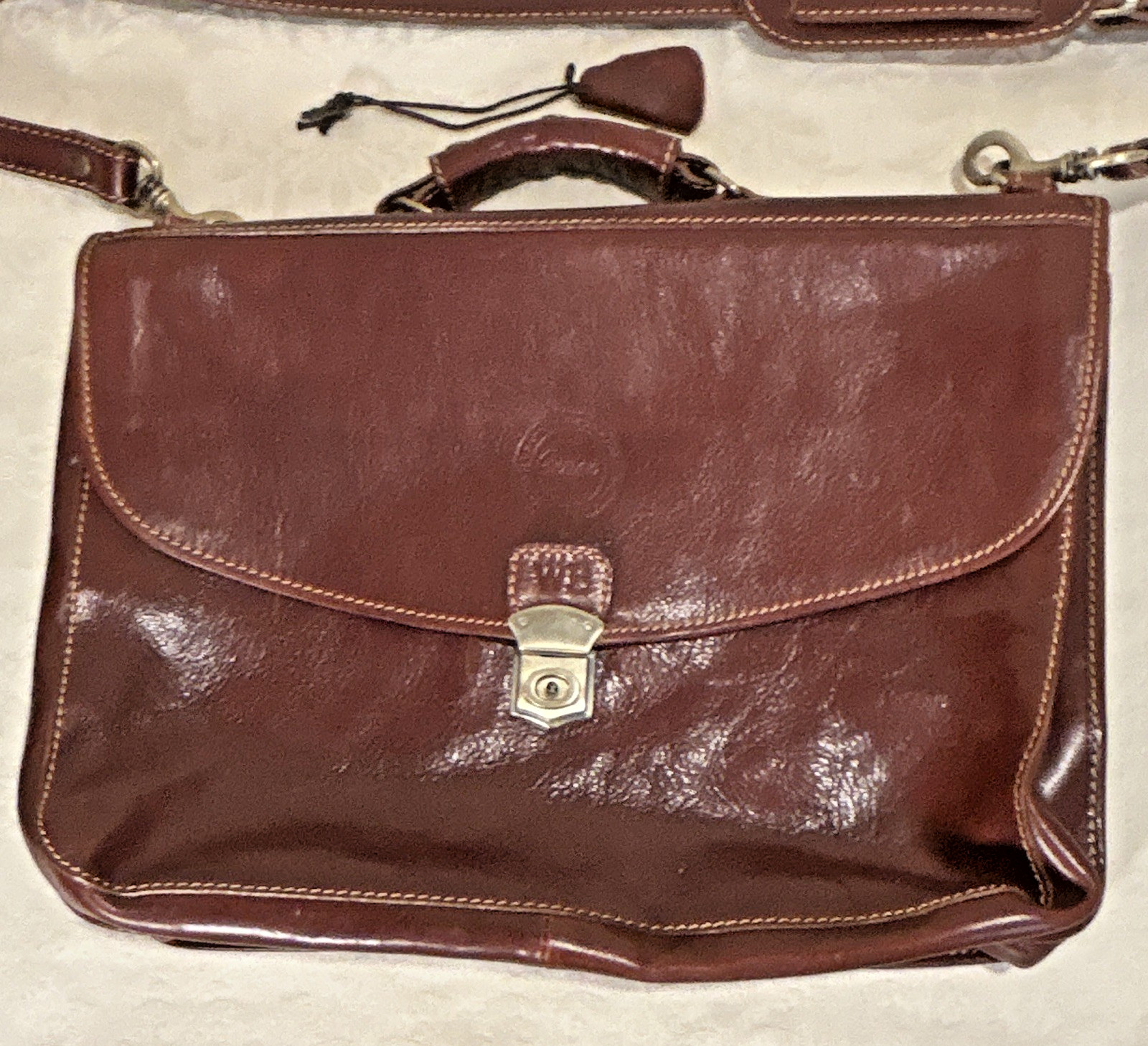 Cenzo Italian Leather Briefcase Messenger Bag Floto Laptop Case Satchel Brown WR