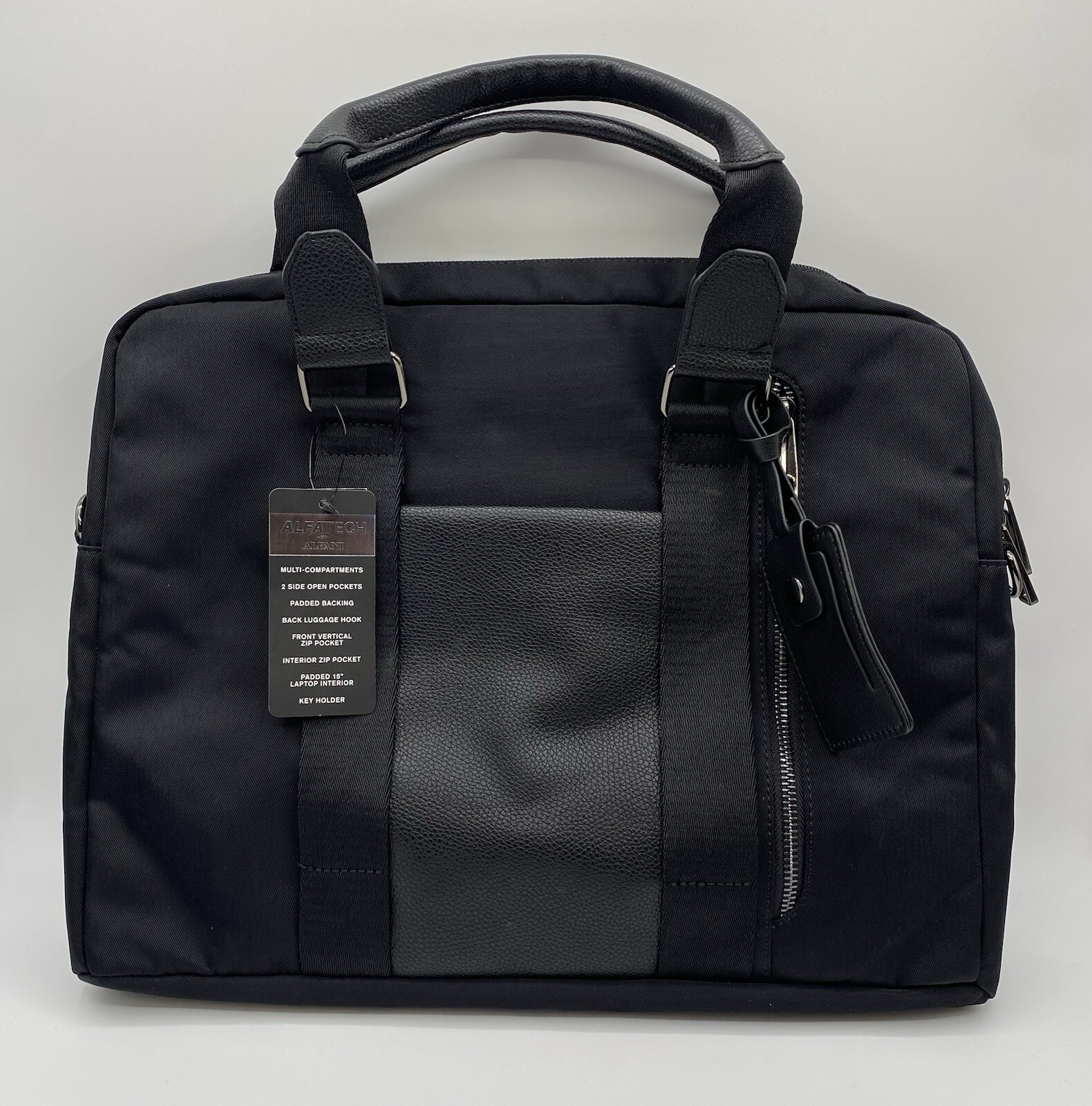 AlfaTech by Alfani Black Briefcase Laptop Bag Key holder